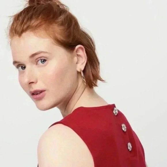 J.Crew Jeweled button-back ponte top - Picture 2 of 8